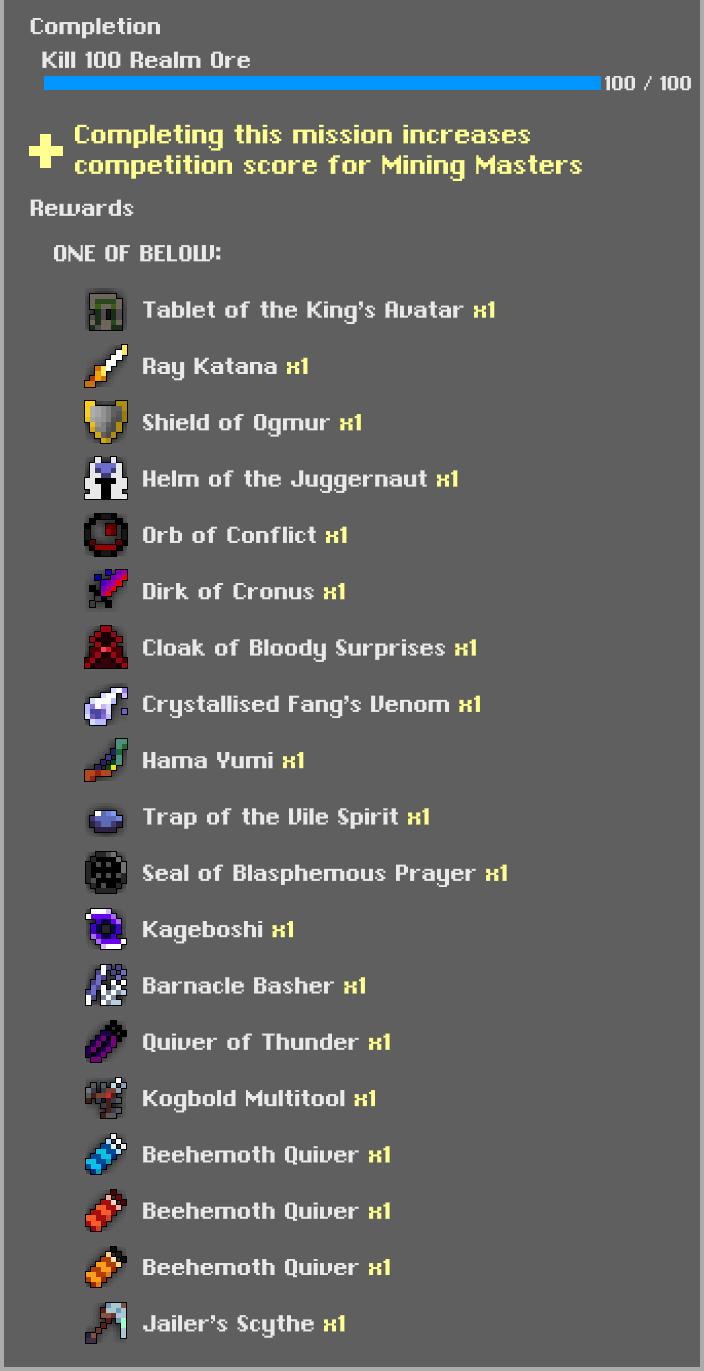 100 Realm Ore Mission Service